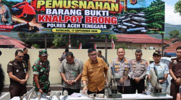 46 Knalpot Brong Dimusnahkan, Polres Aceh Tenggara Tegaskan Komitmen Tertib Berlalu Lintas